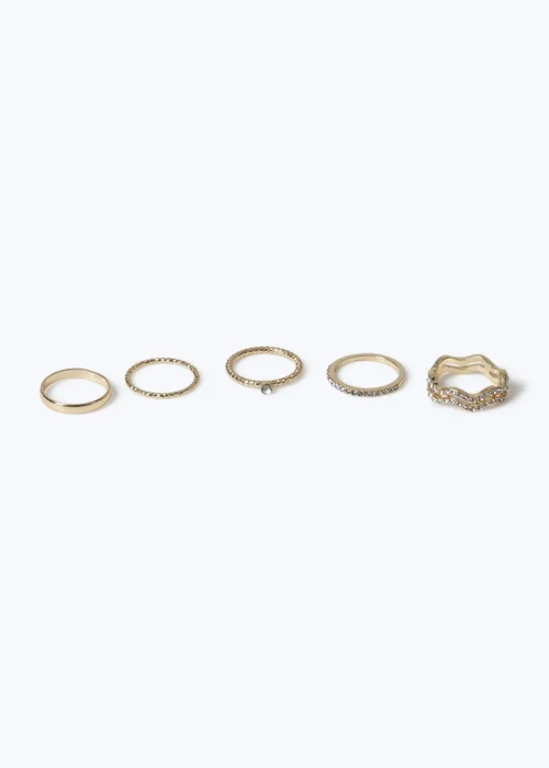 5 Pack Gold Wavy Rings - 17mm Image 2