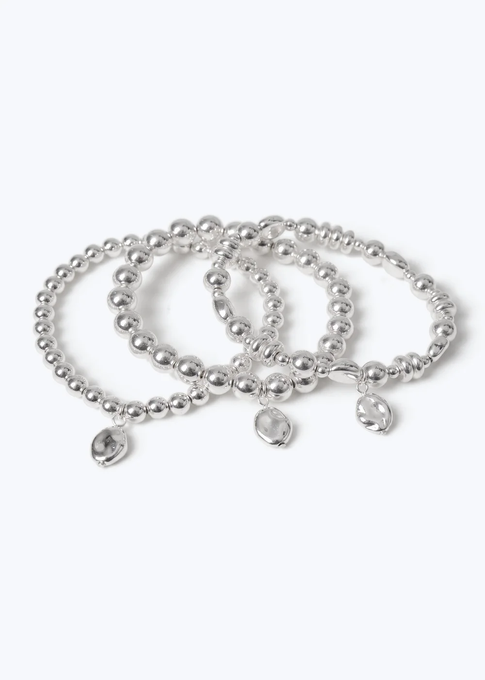 Muse Silver 3 Pack Stretch Wristwear with Nugget Charms - One Size Image 2