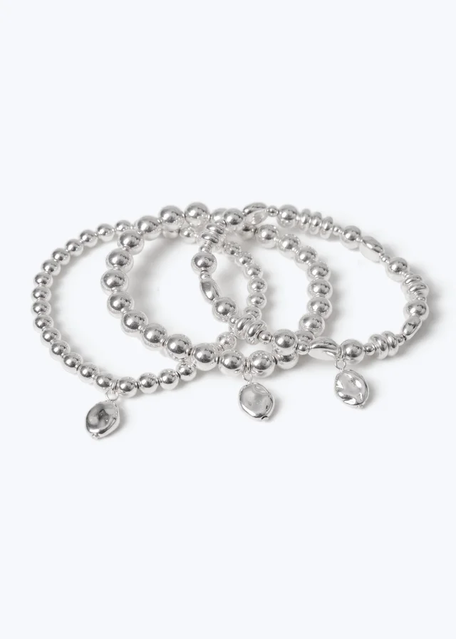 Muse Silver 3 Pack Stretch Wristwear with Nugget Charms