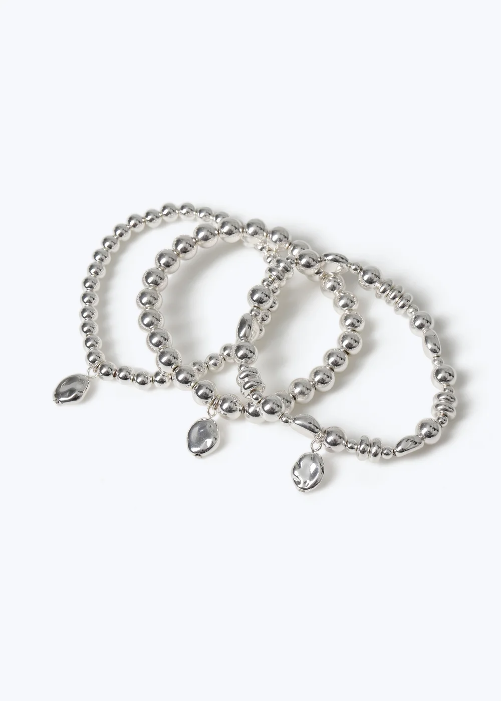 Muse Silver 3 Pack Stretch Wristwear with Nugget Charms - One Size Image 1