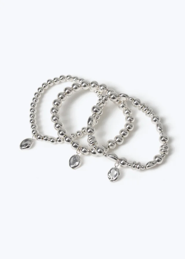 Muse Silver 3 Pack Stretch Wristwear with Nugget Charms