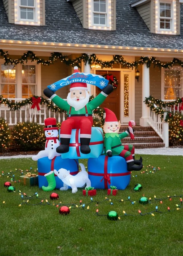 Lifeideas Multicoloured Christmas Inflatable Outdoor Decorations with LED Lights 2.2m