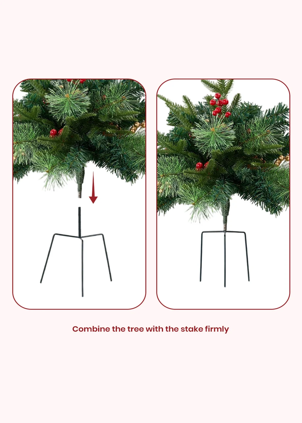 Lifeideas Green Artificial Christmas Tree Urn Filler Decoration with String Lights - Double Image 5