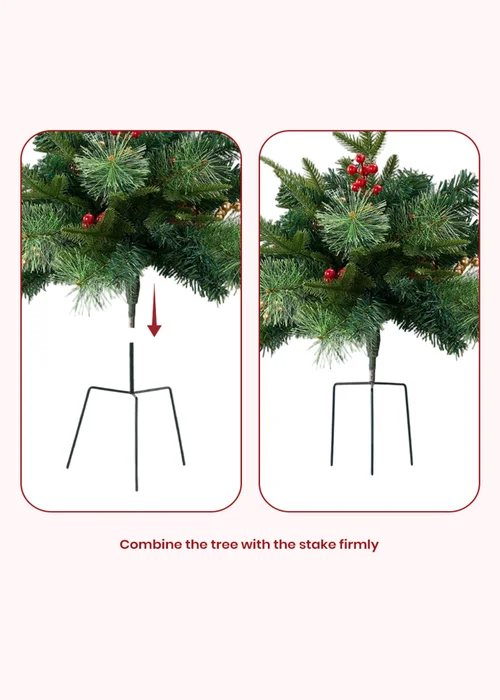 Lifeideas Green Artificial Christmas Tree Urn Filler Decoration with String Lights - Double Image 5
