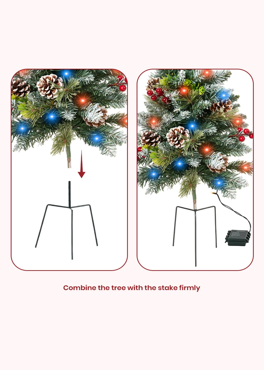 Lifeideas Green Artificial Christmas Tree with Decorations and LED Lights - Single Image 5