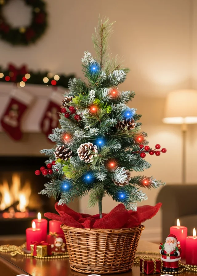 Lifeideas Green Artificial Christmas Tree with Decorations and LED Lights