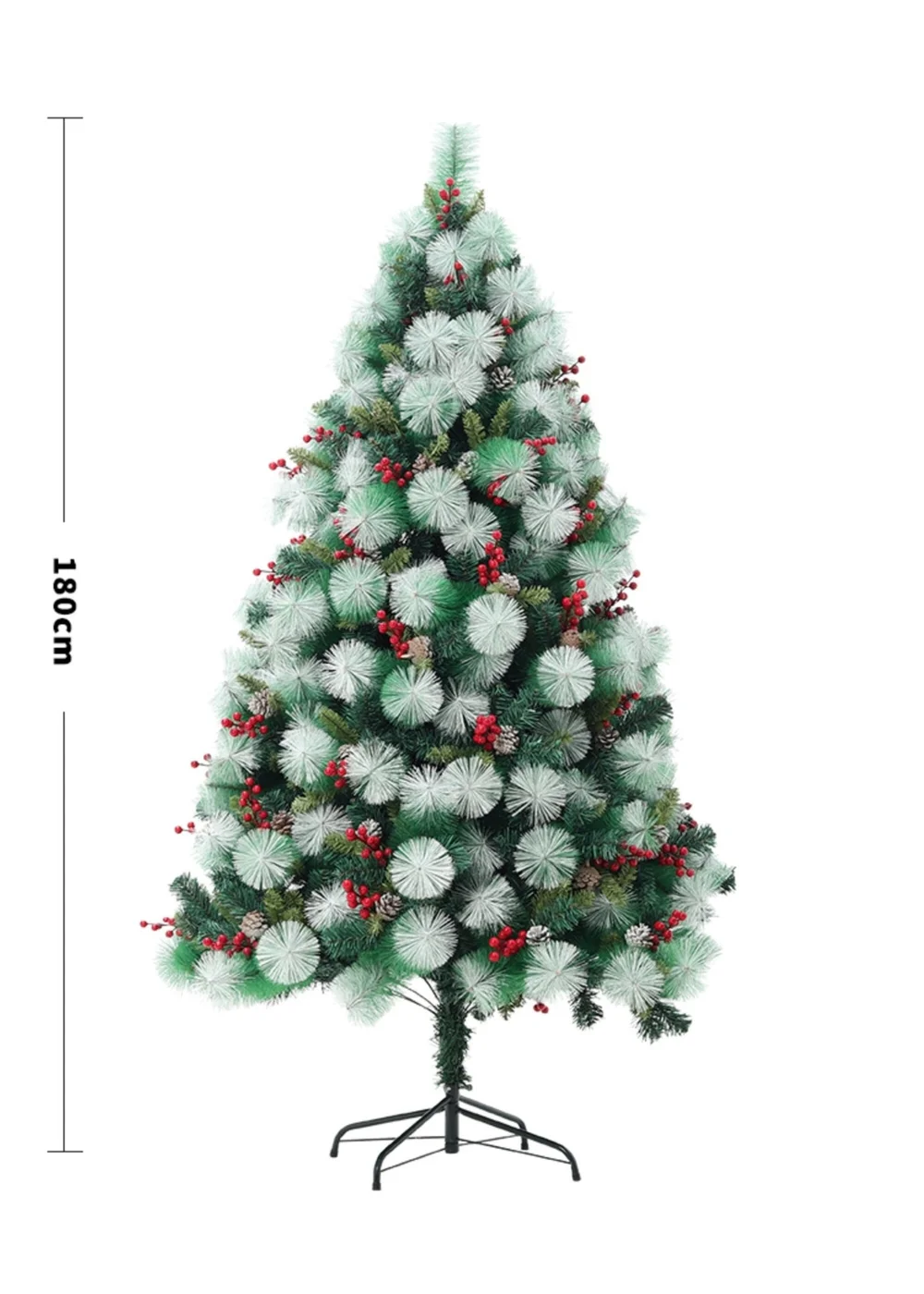 Lifeideas Multicoloured Artificial Green Flocked Full Christmas Tree with Stand 1.8m - One Size Image 2