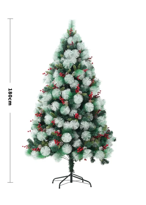 Lifeideas Multicoloured Artificial Green Flocked Full Christmas Tree with Stand 1.8m - One Size Image 2