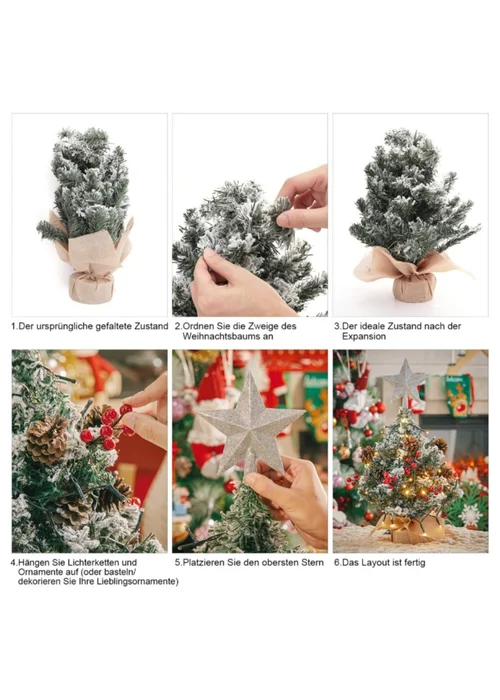 Lifeideas Green Mini Tabletop Artificial DIY Christmas Tree with Star Topper - One Size Image 5