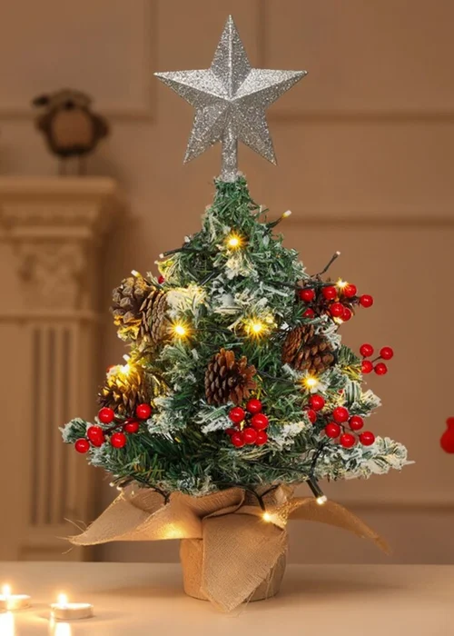 Lifeideas Green Mini Tabletop Artificial DIY Christmas Tree with Star Topper - One Size Image 1