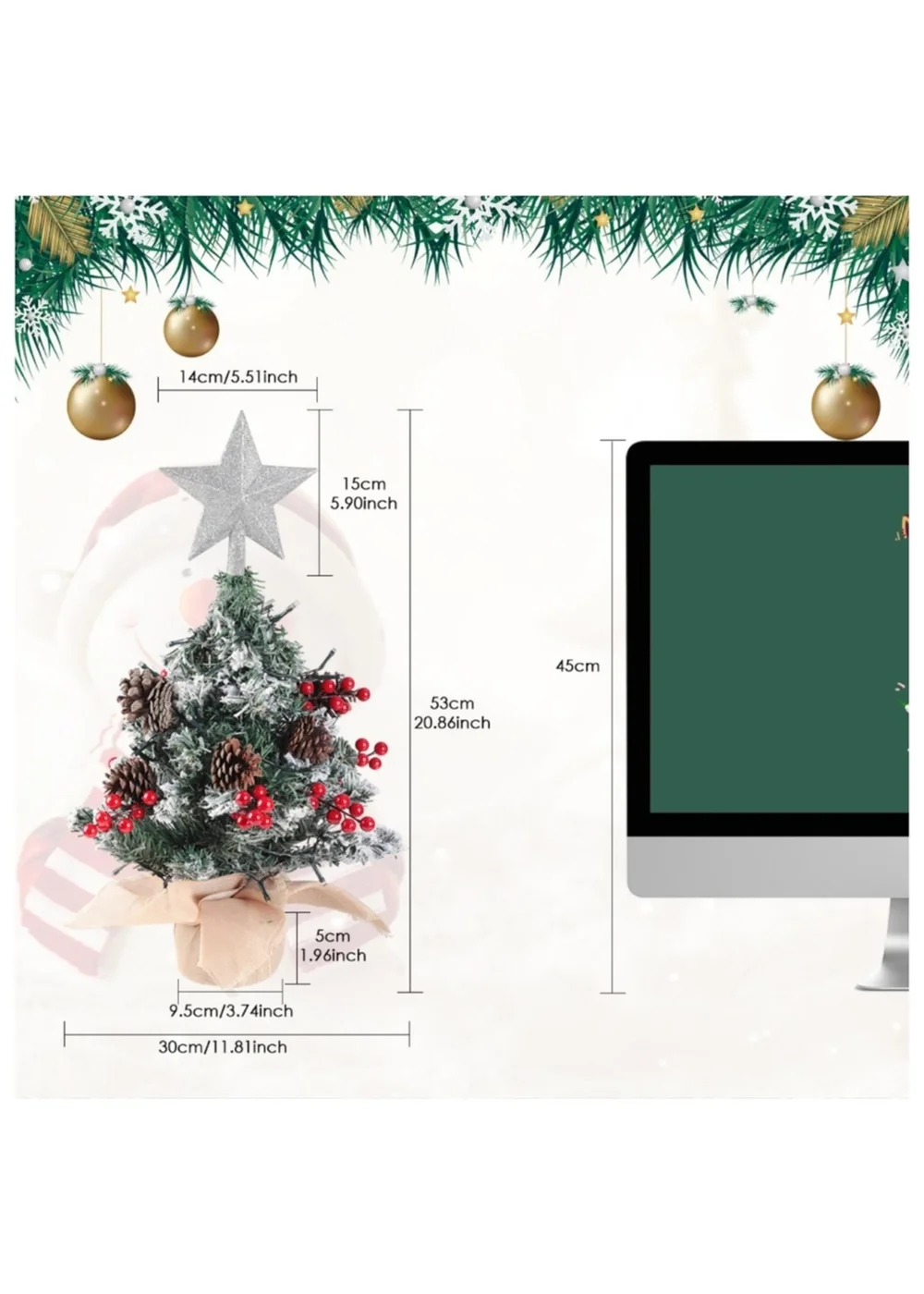 Lifeideas Green Mini Tabletop Artificial DIY Christmas Tree with Star Topper - One Size Image 2