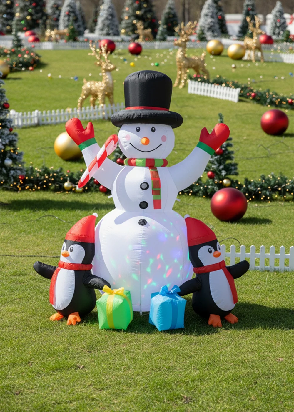 Lifeideas White Christmas Inflatable Snowman and Penguins Decorations with LED Lights 6ft - One Size Image 4