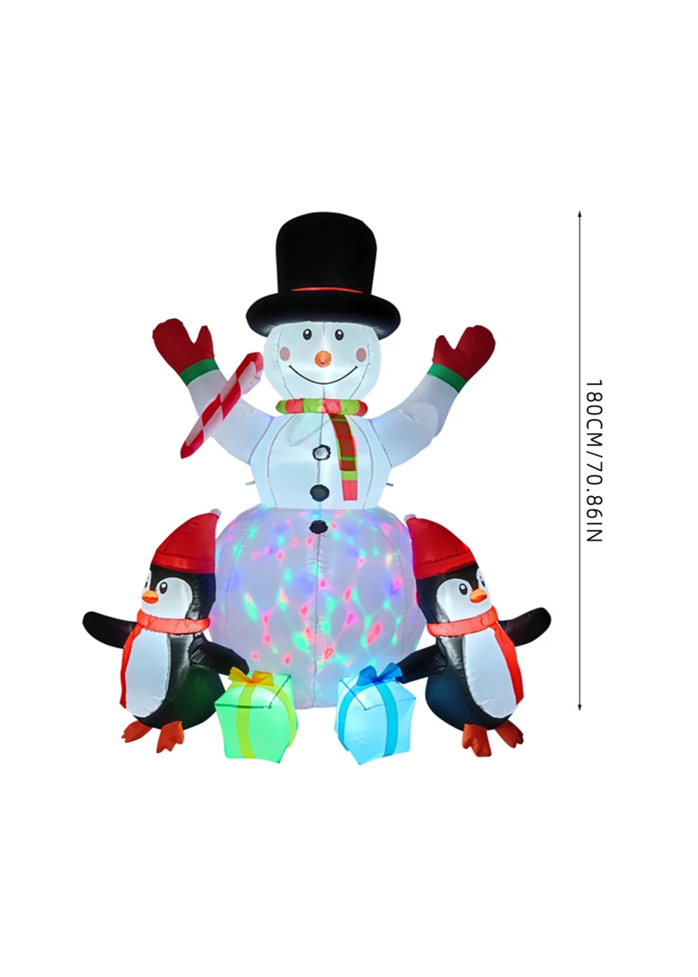 Lifeideas White Christmas Inflatable Snowman and Penguins Decorations with LED Lights 6ft - One Size Image 2
