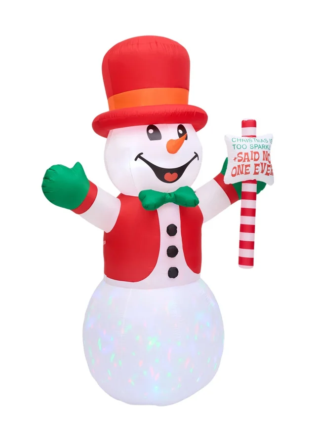 Lifeideas White Christmas Inflatable Snowman with Dazzling Rotating LED Lights 2.45M