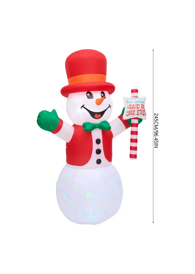 Lifeideas White Christmas Inflatable Snowman with Dazzling Rotating LED Lights 2.45M