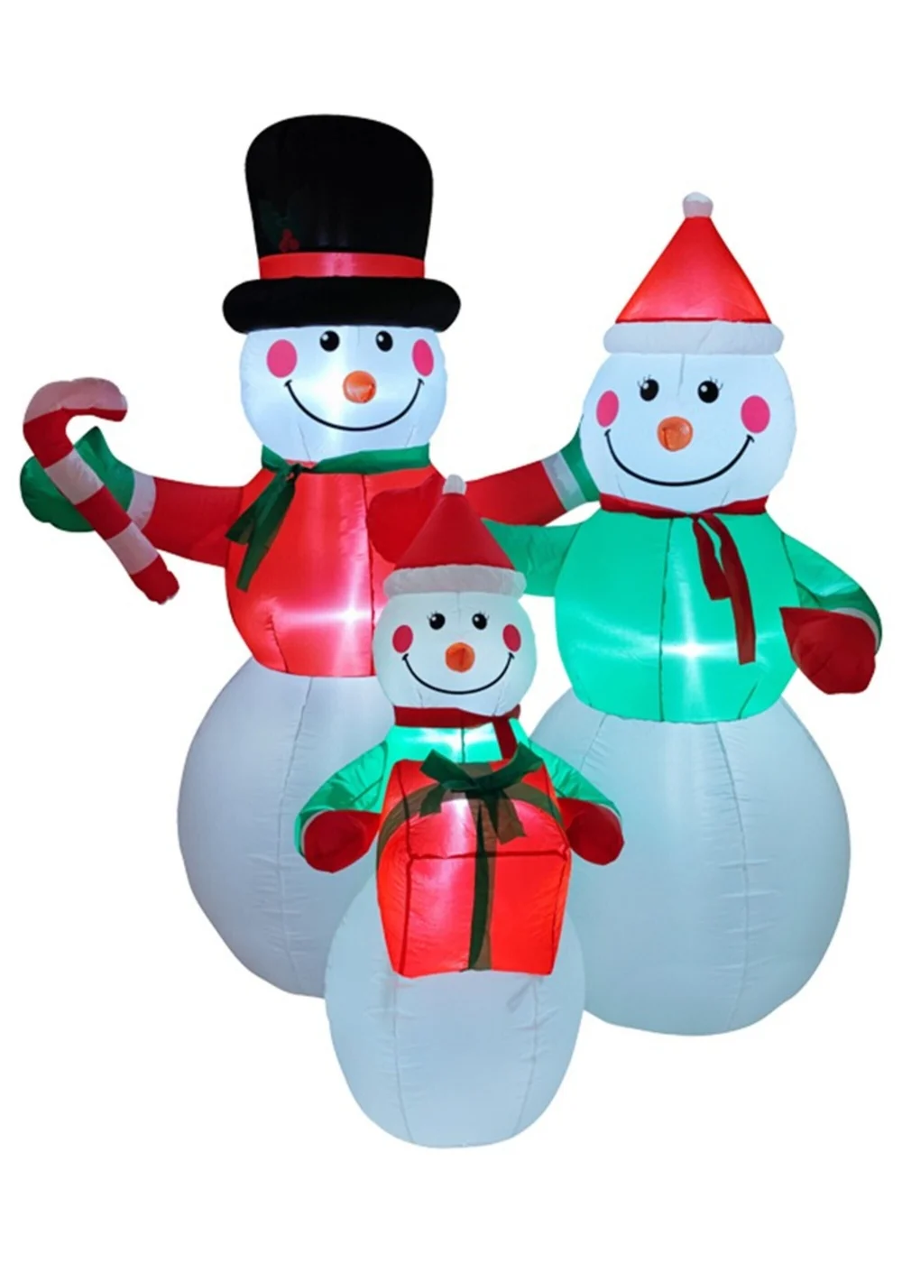 Lifeideas Multicoloured Christmas Inflatable Snowman Family Decorations with LED Lights 6ft - One Size Image 3