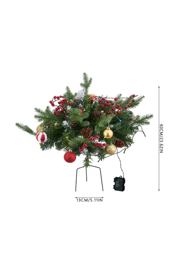 Lifeideas Green 2pcs Artificial Christmas Planter Bushes Decorations