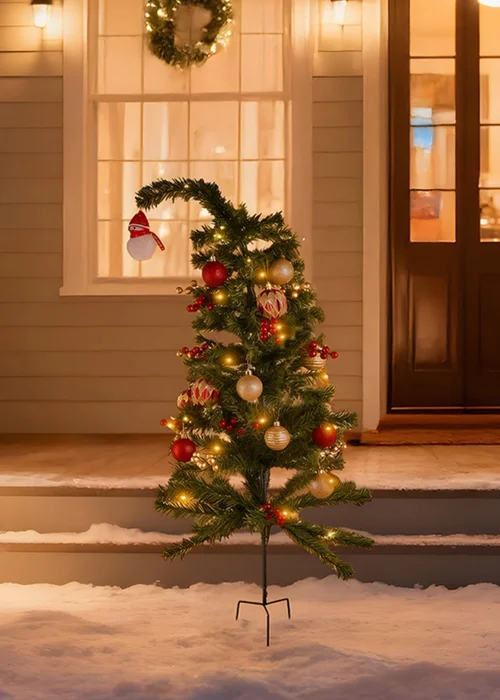 Lifeideas Green Curved‑Top Ground‑Plug Christmas Tree 90cm - One Size Image 1