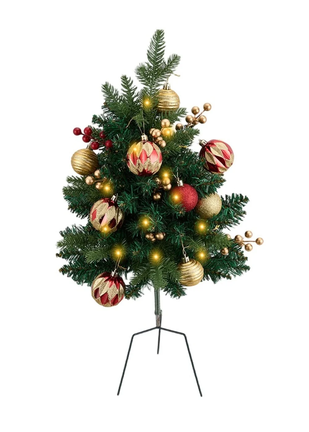 Lifeideas Green 2-Pack Artificial Christmas Trees with Decorations and LED Lights - One Size Image 3
