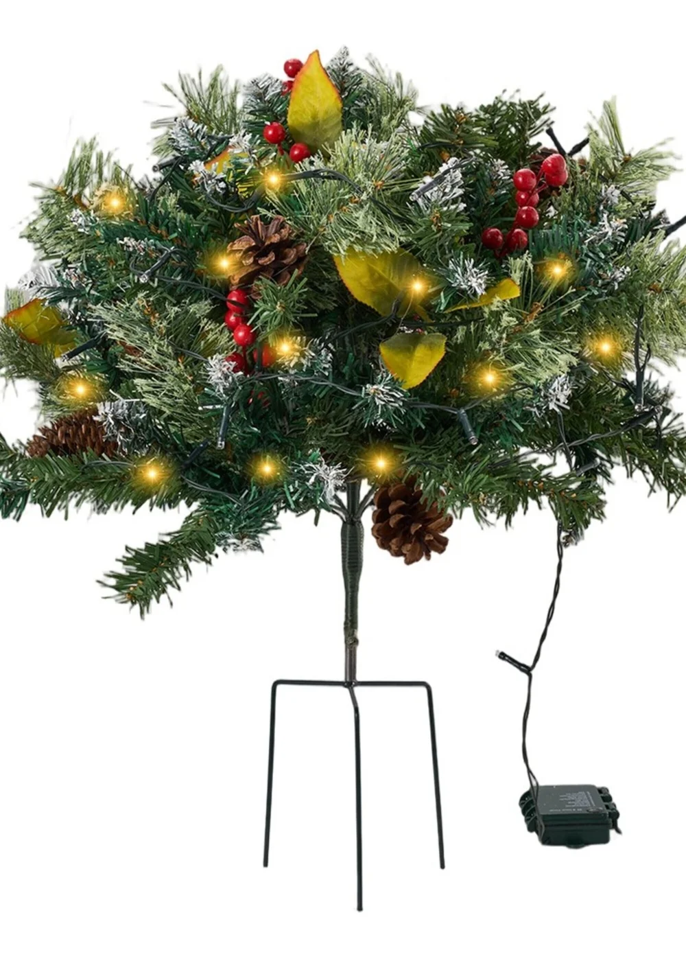 Lifeideas Green Artificial Christmas Planter Bushes Decoration - One Size Image 3