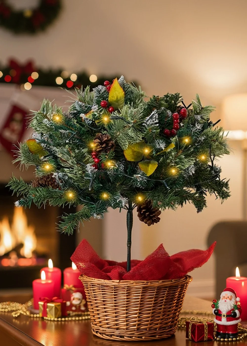 Lifeideas Green Artificial Christmas Planter Bushes Decoration - One Size Image 1