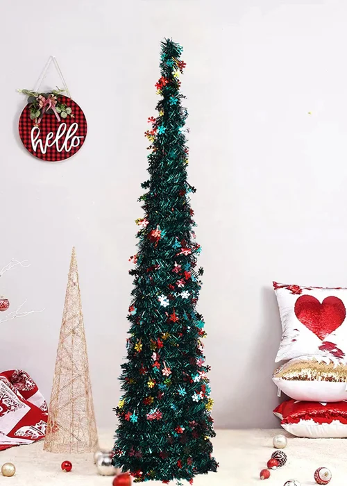 Lifeideas Collapsible Tinsel Christmas Tree 150cm - One Size Image 3