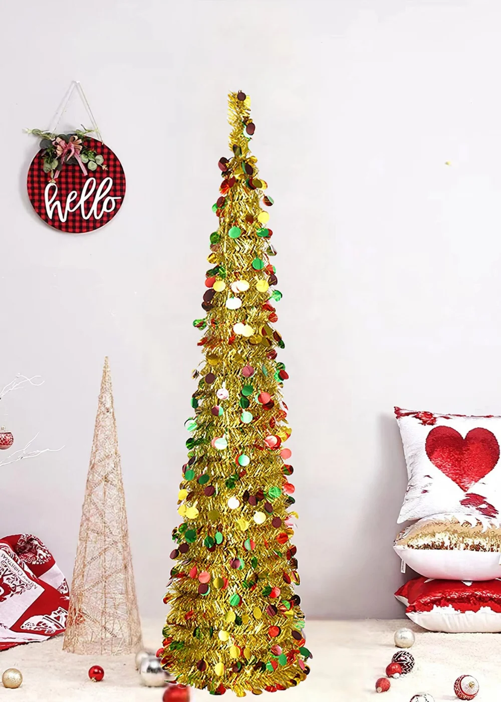 Lifeideas Collapsible Tinsel Christmas Tree 150cm - One Size Image 2