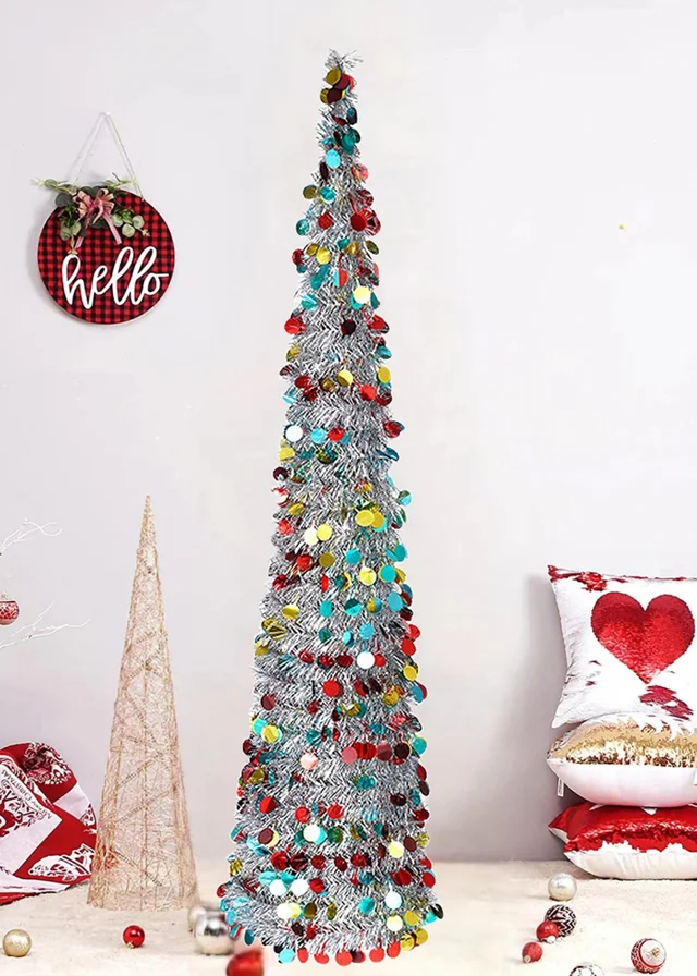 Lifeideas Collapsible Tinsel Christmas Tree 150cm