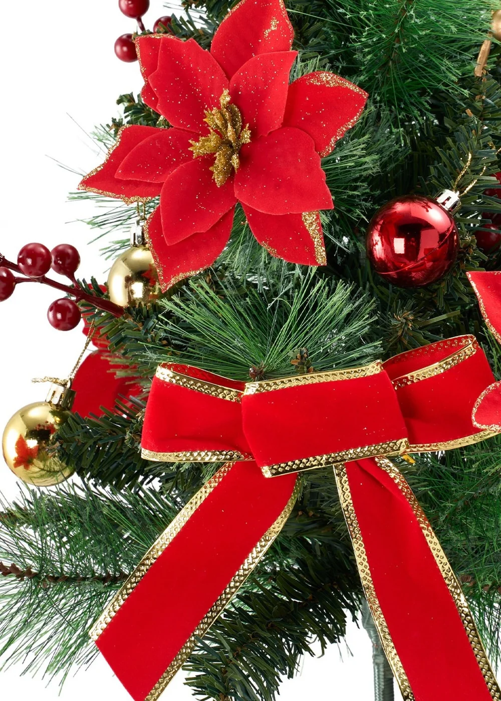 Lifeideas Green 2 Pcs Artificial Christmas Tree Urn Filler Planter Decorations with Lights - One Size Image 3