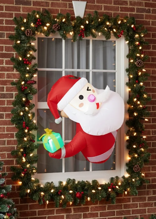 Lifeideas Red 1m Christmas Santa Claus Inflatable Outdoor Decorations with LED Lights - One Size Image 1