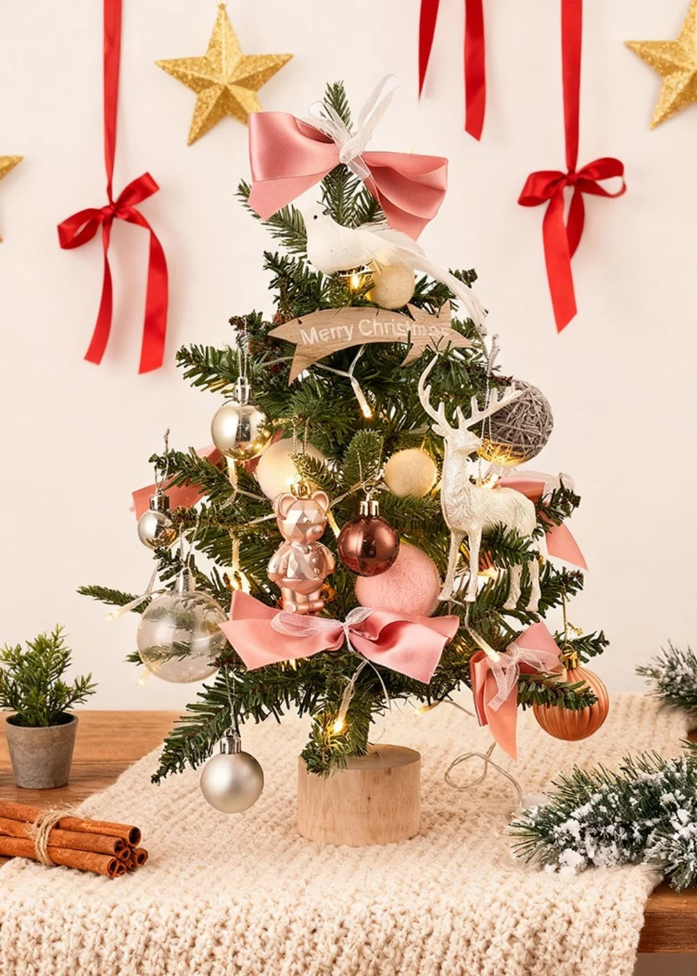 Lifeideas Pink Mini Encrypted Christmas Tree Desktop Ornament 45CM - One Size Image 1