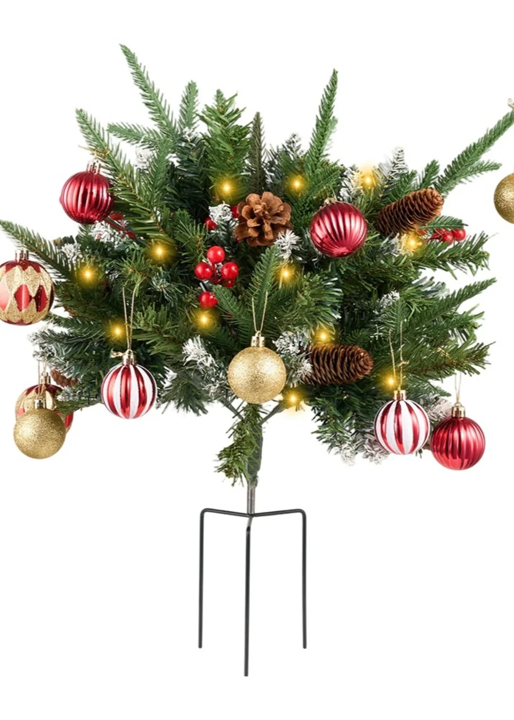 Lifeideas Green Snow‑Flocked Mushroom Ground‑Plug Christmas Tree 60cm - One Size Image 1
