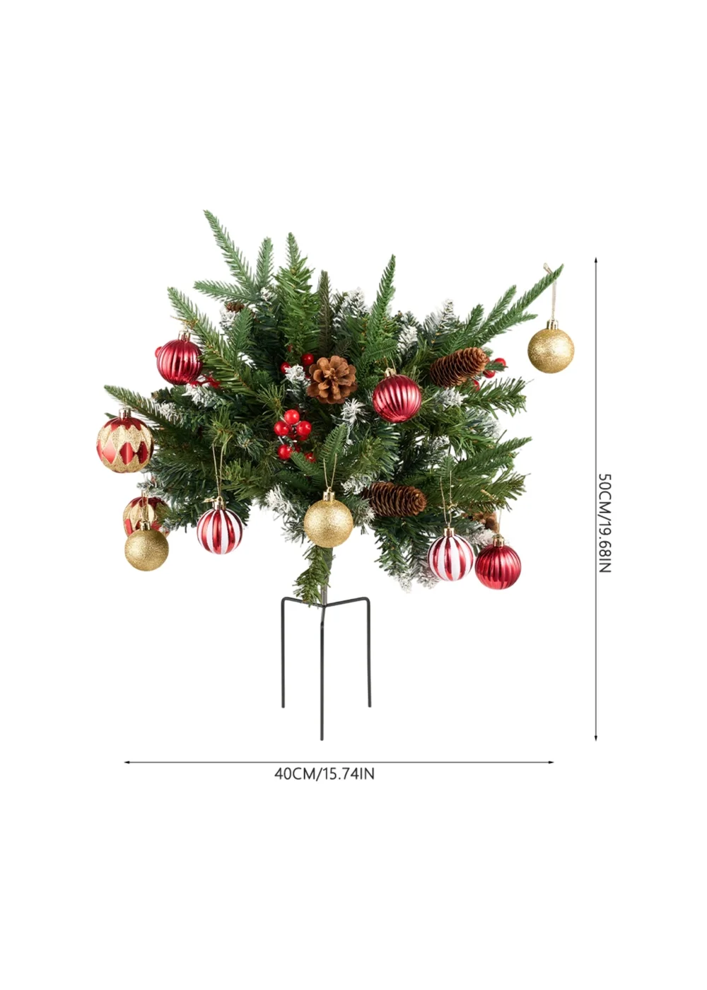 Lifeideas Green Snow‑Flocked Mushroom Ground‑Plug Christmas Tree 60cm - One Size Image 2