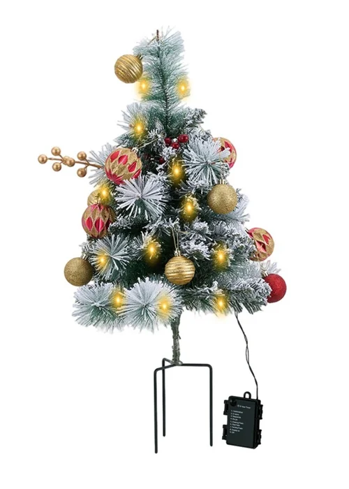 Lifeideas Green 2-Pack Artificial Christmas Trees with Decorations and LED Lights - One Size Image 3