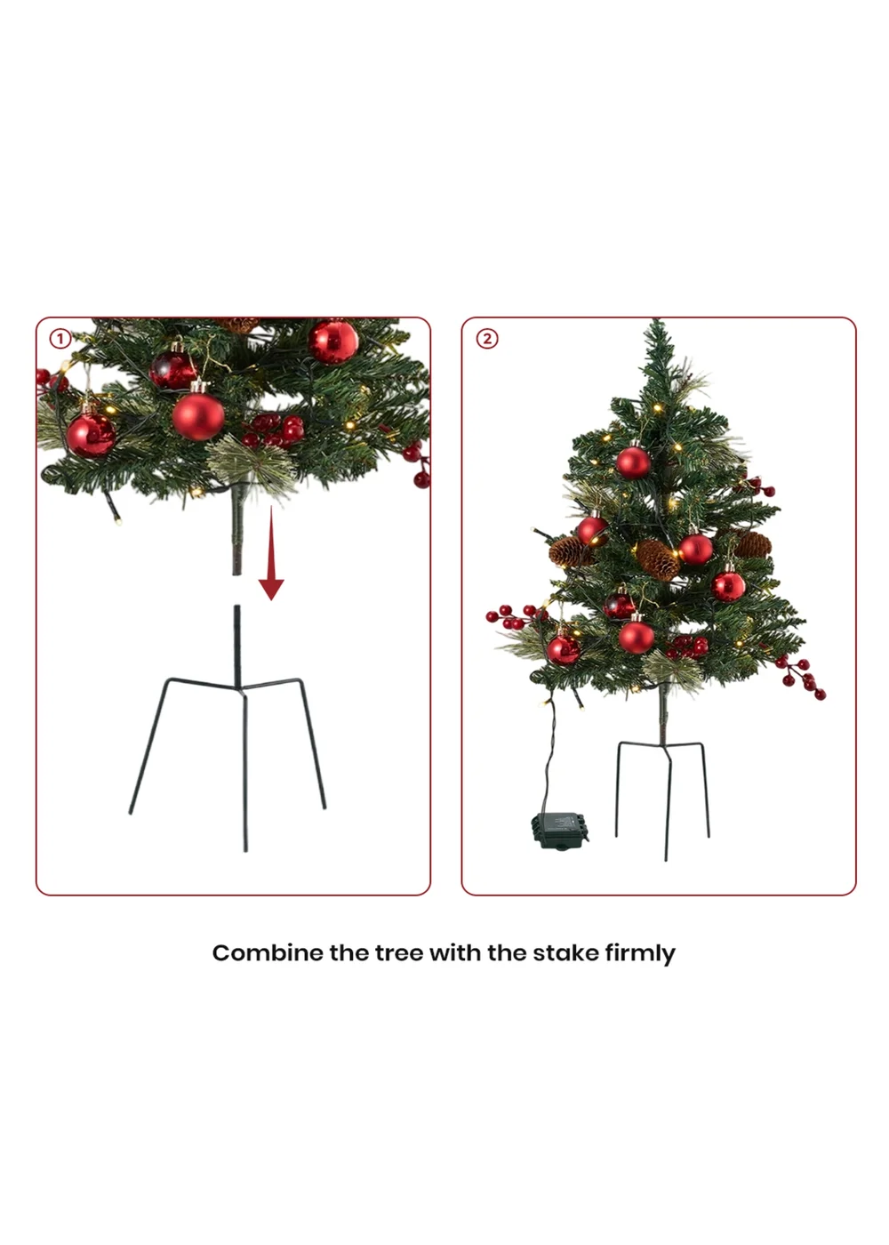 Lifeideas Green 2-Pack Artificial Christmas Trees with Decorations and LED Lights - One Size Image 5