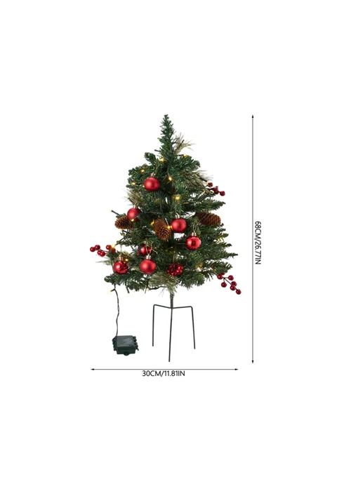 Lifeideas Green 2-Pack Artificial Christmas Trees with Decorations and LED Lights - One Size Image 2