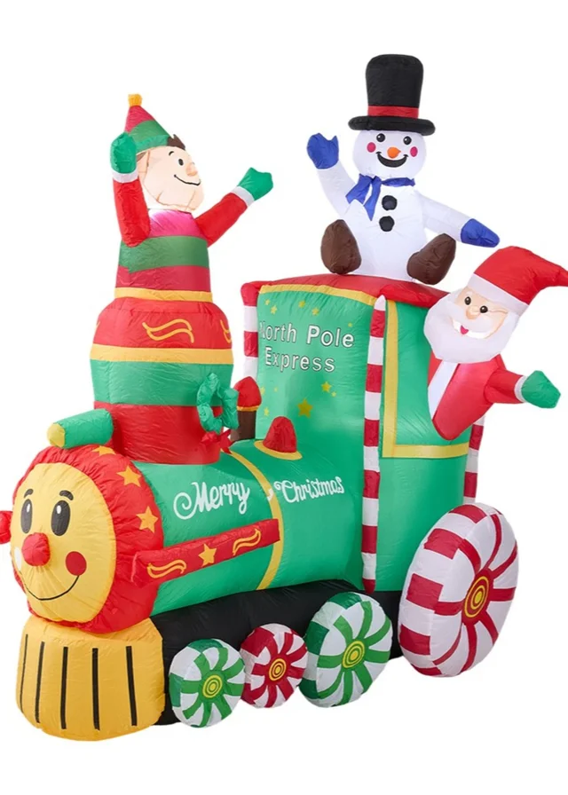 Lifeideas Green Blow Up Christmas Inflatable Model Decor with White Lights 6FT