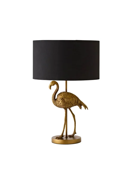 ValueLights Flo Flamingo Table Lamp with Black & Gold Inner Shade and Warm White Bulb - One Size Image 6