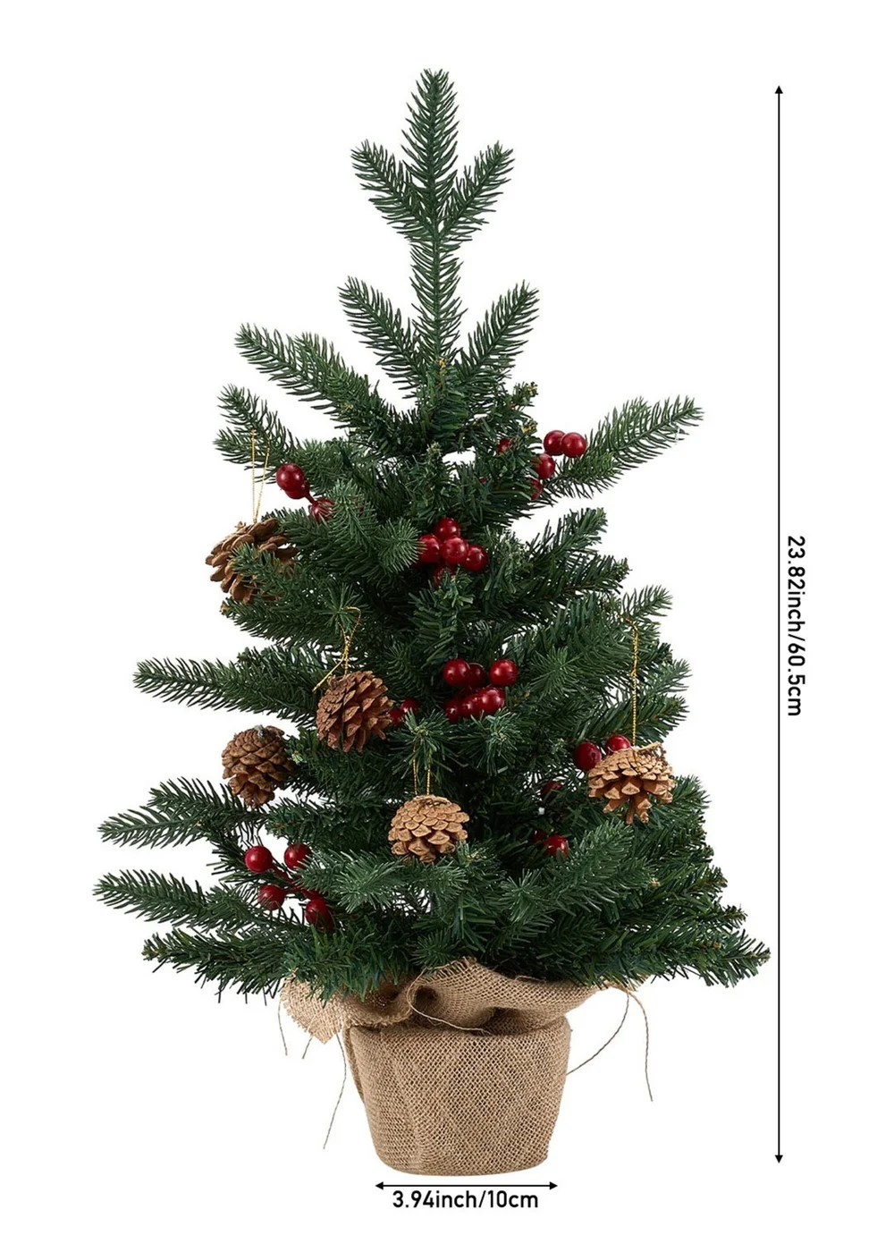 Lifeideas Green Mini Christmas Tree with String Light 2FT/60.5CM - One Size Image 2