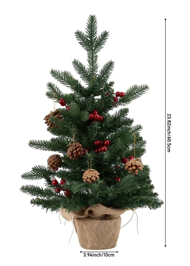 Lifeideas Green Mini Christmas Tree with String Light 2FT/60.5CM