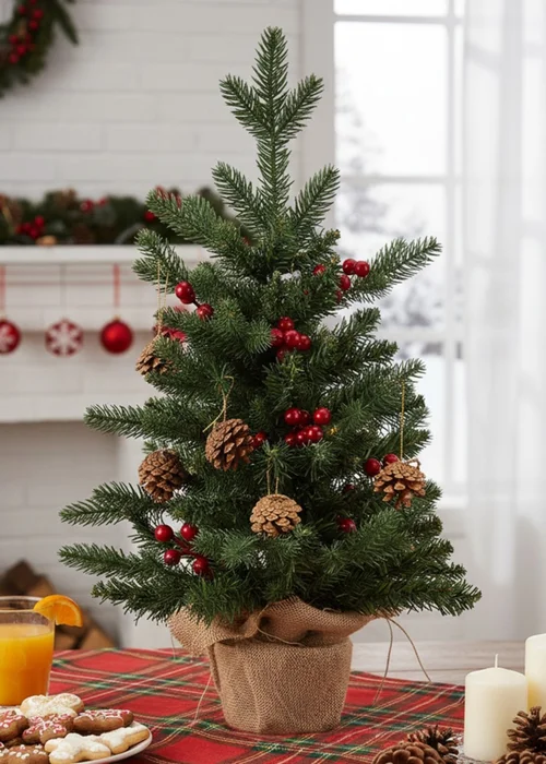 Lifeideas Green Mini Christmas Tree with String Light 2FT/60.5CM - One Size Image 5