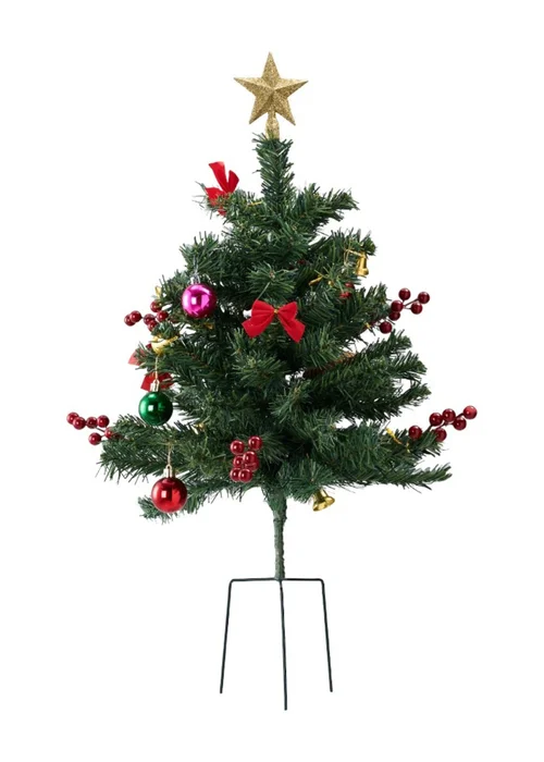 Lifeideas Green PVC Ground‑Plug Christmas Tree 75cm - One Size Image 1