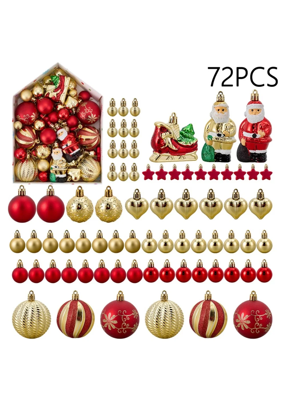 Lifeideas 72-Piece Christmas Ornaments for Christmas Tree Decorations - One Size Image 1
