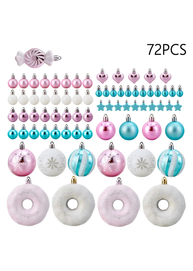 Lifeideas Pink 72-Piece Christmas Ornaments for Christmas Tree Decorations