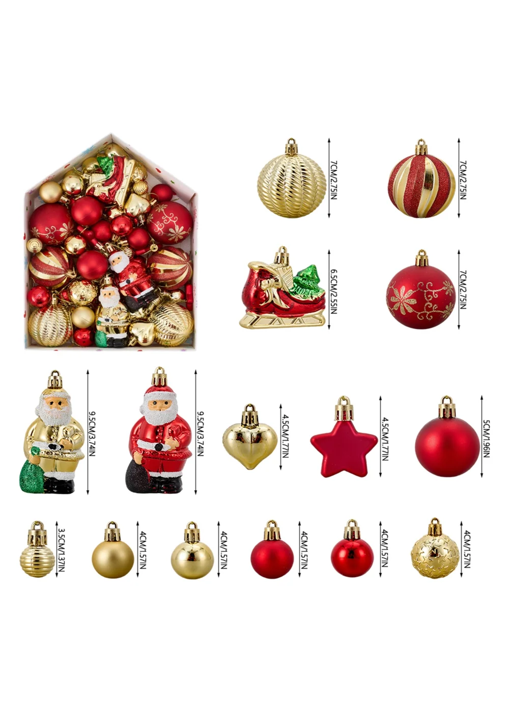 Lifeideas 72-Piece Christmas Ornaments for Christmas Tree Decorations - One Size Image 3