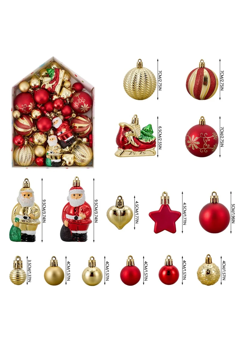 Lifeideas Red 72-Piece Christmas Ornaments for Christmas Tree Decorations - One Size Image 2
