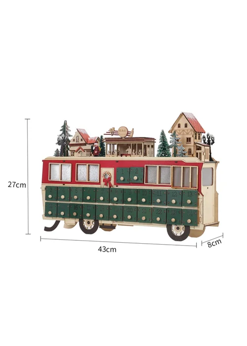 Lifeideas Green DIY Wooden Christmas Advent Calendar Bus - One Size Image 2