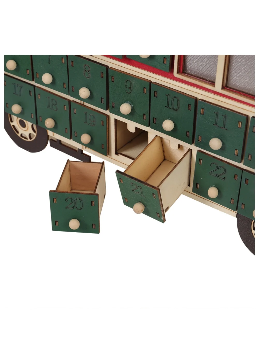 Lifeideas Green DIY Wooden Christmas Advent Calendar Bus - One Size Image 6