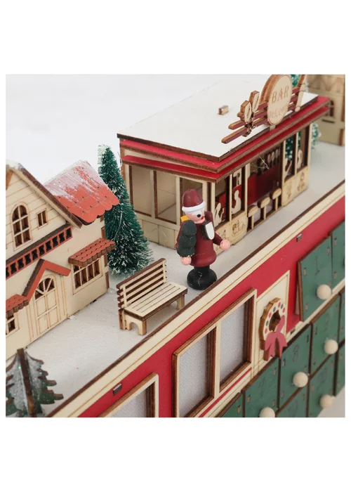 Lifeideas Green DIY Wooden Christmas Advent Calendar Bus - One Size Image 5
