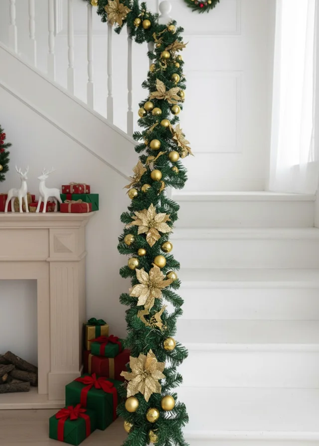 Lifeideas LED Light String Berry Ball Flower Garland Christmas Decor 2.7m